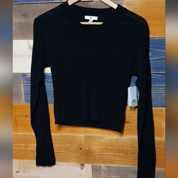 BP Regan  black ribbed cropped sweater M NWT - Picture 2 of 9